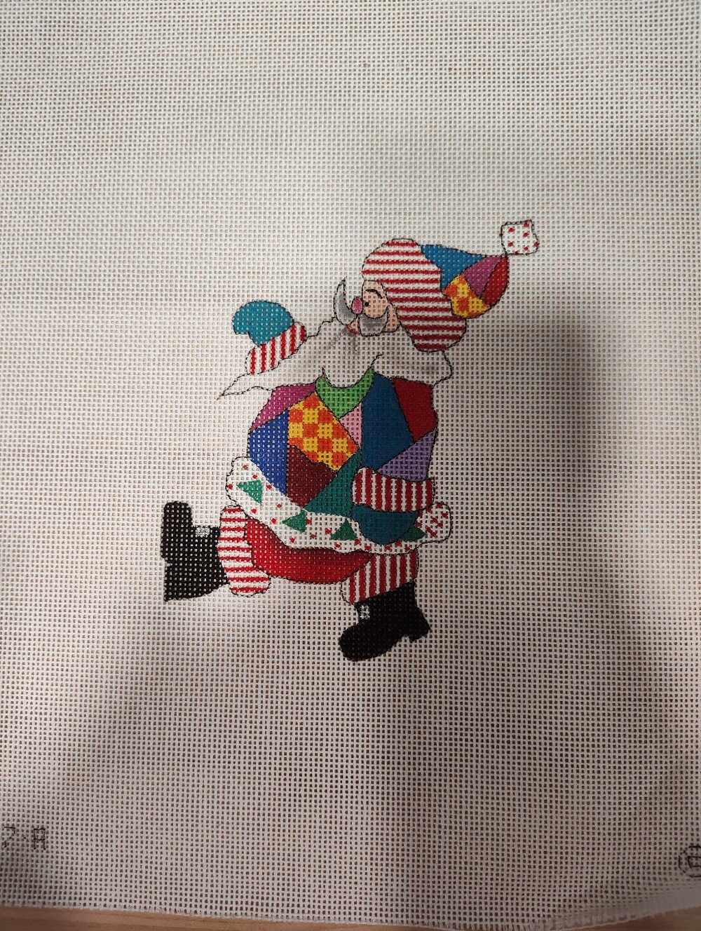 Patchwork Santa Needlepoint Canvas